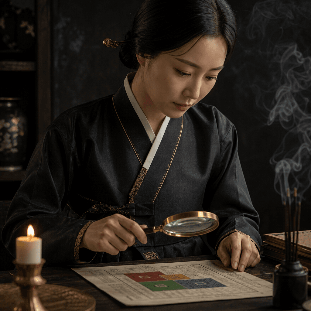 사주를 읽는 장면